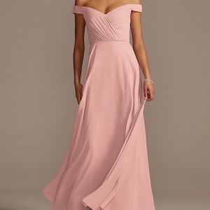 Bridesmaid dress off the shoulder ballet pink